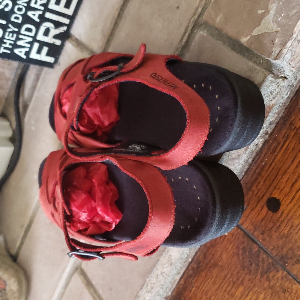 Mephisto Red Suede Sandals Size 9 - Picture 5 of 14
